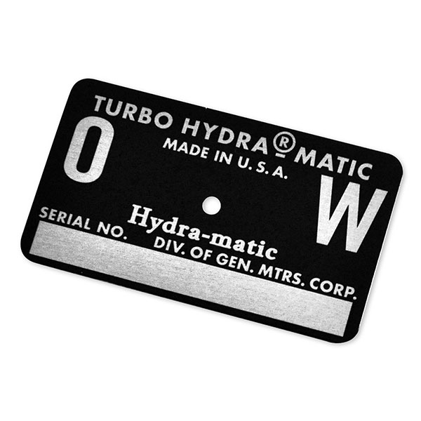 1968 Oldsmobile Cutlass/442/F85 CUTLASS 442 / H/O / W-30 AUTOMATIC TRANSMISSION TAG - OW BLACK | AT15402T