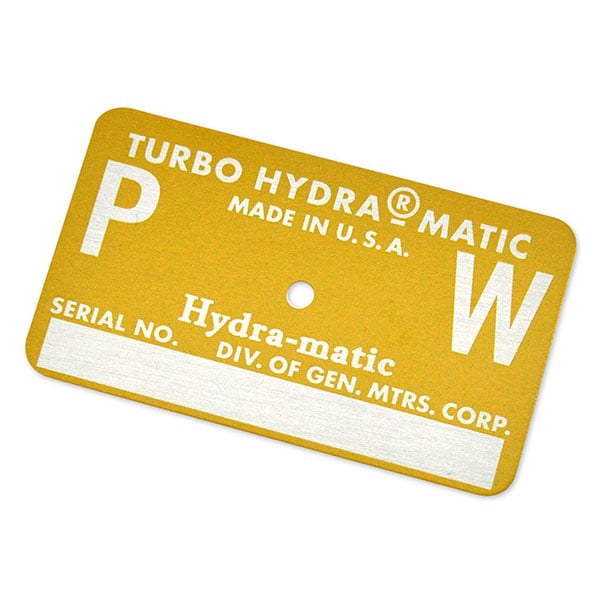 1971 Pontiac GTO/LeMans/Tempest AUTOMATIC TRANSMISSION TAG - PW YELLOW | AT15403Z