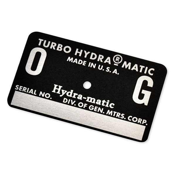 1968 Oldsmobile Cutlass/442/F85 AUTOMATIC TRANSMISSION TAG - OG BLACK | AT15403T