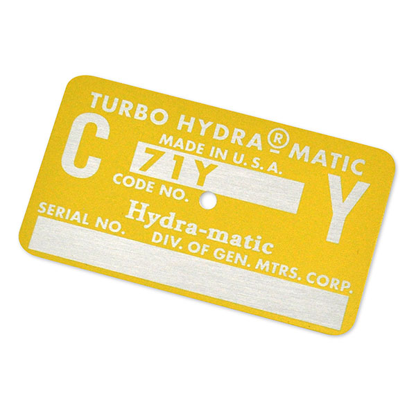1971 Chevrolet Chevelle/Malibu AUTOMATIC TRANSMISSION TAG - CY YELLOW (454 HIGH PERFORMANCE) | AT15404C