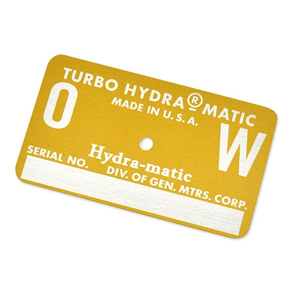 1969 Oldsmobile Cutlass/442/F85 CUTLASS 442 H/O W30 AUTOMATIC TRANSMISSION TAG - OW YELLOW | AT15406T