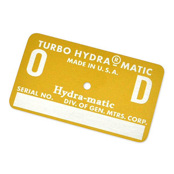 1972 Oldsmobile Cutlass/442/F85 CUTLASS AUTOMATIC TRANSMISSION TAG - OD YELLOW | AT15407T