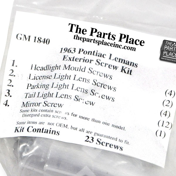 1963 Pontiac GTO/LeMans/Tempest EXTERIOR SCREW KIT FOR LEMANS (1840) | GM1840