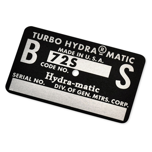 1972 Buick Skylark/GS/Regal/GN BUICK SKYLARK / GS 455 AUTOMATIC TRANSMISSION TAG - BS BLACK | AT80802S