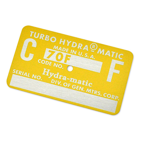 1970 Chevrolet Chevelle/Malibu 402 AUTO TRANSMISSION TAG - CF YELLOW | AT80810C