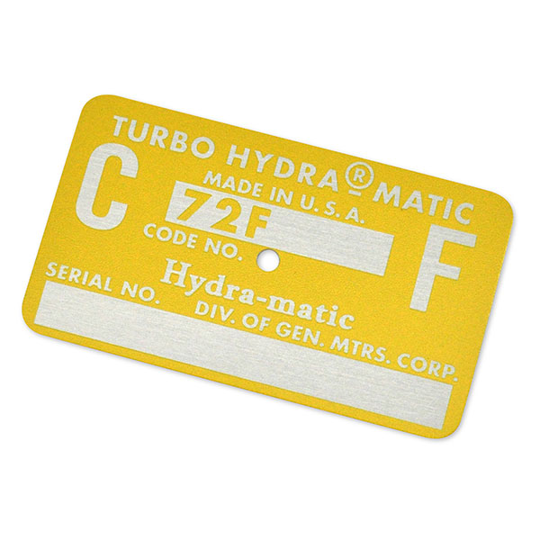 1972 Chevrolet Chevelle/Malibu 454 AUTO TRANSMISSION TAG - CF YELLOW | AT80812C