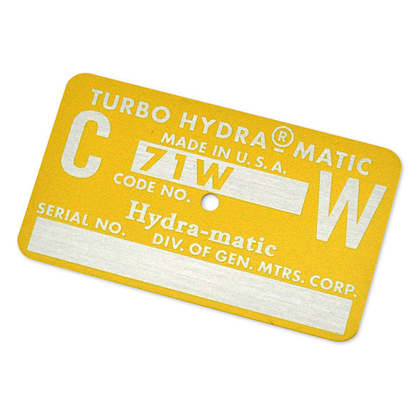 1971 Chevrolet Camaro AUTOMATIC TRANSMISSION TAG - CW YELLOW | AT80813C