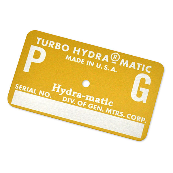 1972 Pontiac GTO/LeMans/Tempest LEMANS 400 4BBL AUTOMATIC TRANSMISSION TAG - PG YELLOW | AT80812F