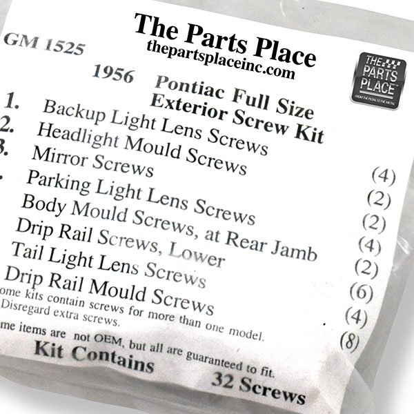 1956 Pontiac Full Size EXTERIOR SCREW KIT (1525) | GM1525