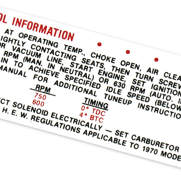 1970 Chevrolet Camaro 350-250 AT/MT EMISSION DECAL AFTER 1-70 (DC0441) | DC2111C