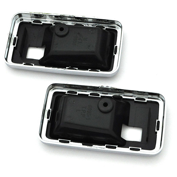 1979 Chevrolet Nova/Chevy II STANDARD DOOR HANDLE ESCUTCHEON (THICK CHROME EDGE) BLACK - PAIR | IN12339F