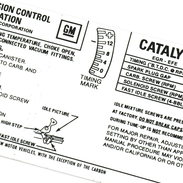 1971 Oldsmobile Cutlass/442/F85 350-4V AT FED EMISSION DECAL BD # 1254869 (D00571) | DC00571Z
