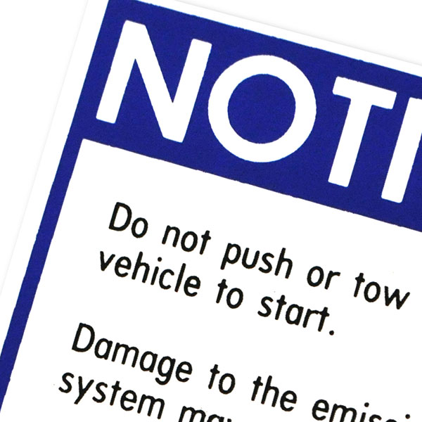 1975 Chevrolet Camaro PUSH START WARNING NOTICE DECAL GM 360225 EACH | DC0613