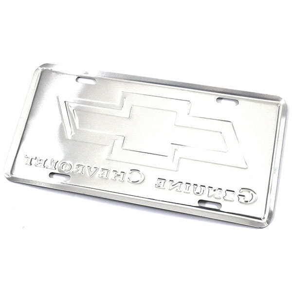 2007 Chevrolet Impala/Caprice/Bel Air ACCESSORY LICENSE PLATE - SILVER BACKGROUND WITH BLUE CHEVY BOWTIE ''GENUINE CHEVROLET'' | BK1001C