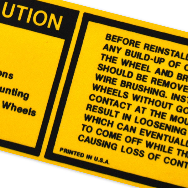1980 Chevrolet Camaro ALUMINUM WHEEL CAUTION DECAL GM 10000182 EACH | DC0597