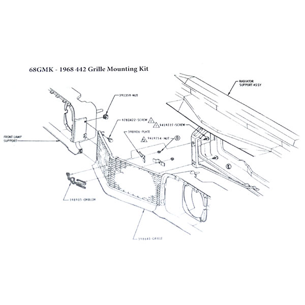 1968 Oldsmobile Cutlass/442/F85 GRILLE MOUNTING KIT | HB1000T