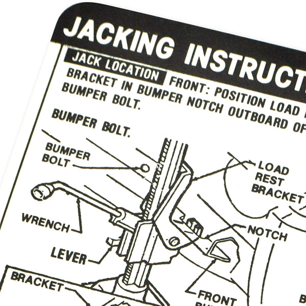 1970 Chevrolet Camaro JACK INSTRUCTION SEDAN / HARDTOP GM 3979932 | DC0388