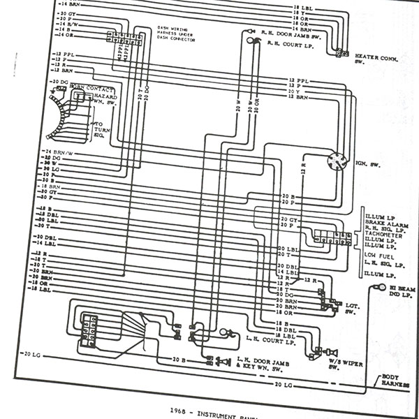 1968 Chevrolet Camaro CAMARO RS HEADLIGHT/CONSOLE GAUGE WIRING DIAGRAM MANUAL | MP0050