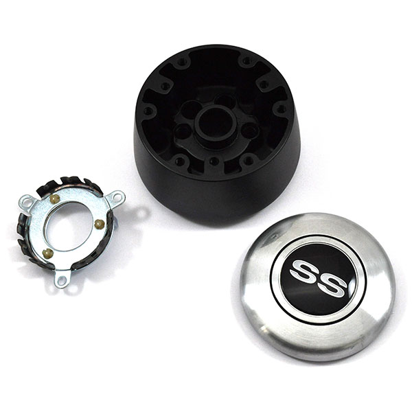 1965 Chevrolet El Camino AFTERMARKET STEERING WHEEL (BLACK LEATHER WHEEL WITH BLACK ANODIZED SPOKES, 14 | ST1007C