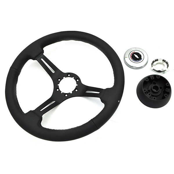 1980 Chevrolet El Camino AFTERMARKET SPORT CUSHION GRIP 3 SPOKE WHEEL KIT 14" BLACK LEATHER