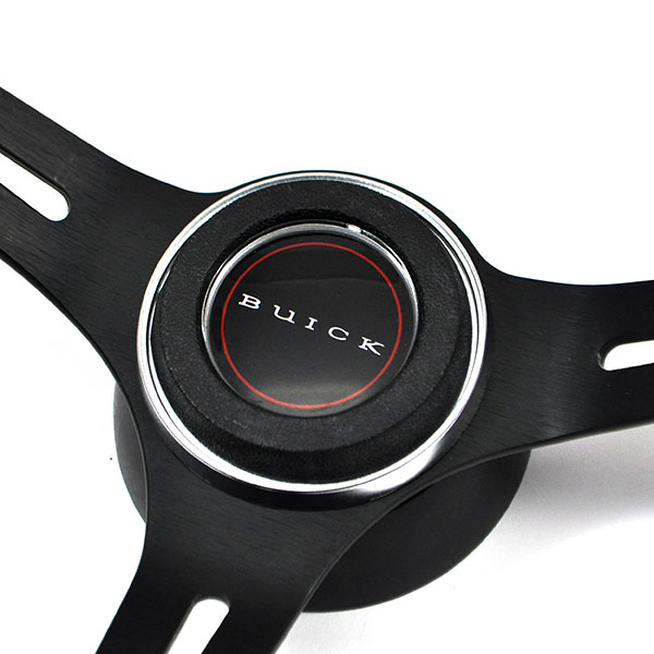 1969 Buick Skylark/GS/Regal/GN AFTERMARKET STEERING WHEEL KIT (BLACK LEATHER WHEEL WITH BLACK ANODIZED SPOKES, 14 | ST3003S