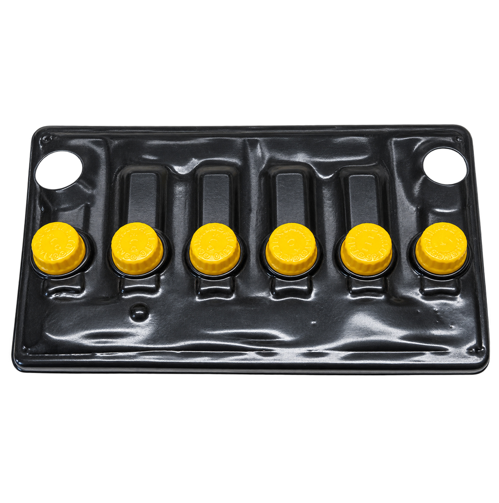 1964 Buick Full Size & Riviera DC-12 BATTERY TOPPER (TOP POST STYLE BATTERY) TAR TOP COVER WITH YELLOW CAPS - THIS COVERS THE BATTERY. | EL2352Z