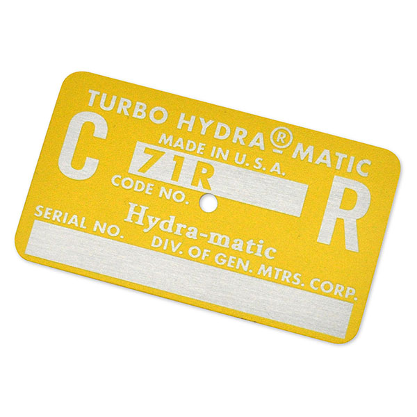 1971 Chevrolet Chevelle/Malibu AUTOMATIC TRANSMISSION TAG - CR YELLOW (454 HIGH PERFORMANCE) | AT1002C