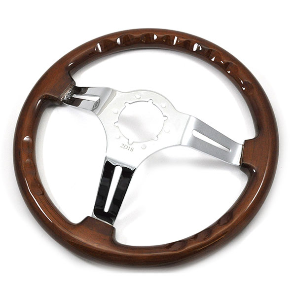 1956 Chevrolet Full Size up to 1957 AFTERMARKET STEERING WHEEL (CHERRY WOOD WHEEL WITH CHROME SPOKES, 14'' OUTSIDE DIAMETER) | ST3011Z