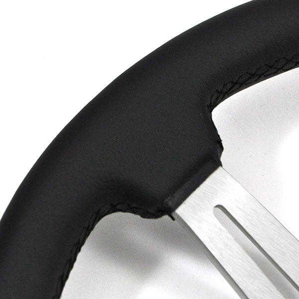 1964 Chevrolet Chevelle/Malibu AFTERMARKET STEERING WHEEL (BLACK LEATHER WHEEL WITH BRUSHED SILVER SPOKES, 14 | ST8905C