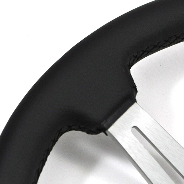 1964 Chevrolet Corvette AFTERMARKET STEERING WHEEL (BLACK LEATHER WHEEL WITH BRUSHED SILVER SPOKES, 14 | ST5873C