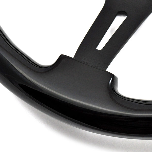 1964 Chevrolet El Camino AFTERMARKET STEERING WHEEL (DARK BLACK WOOD WHEEL WITH BLACK ANODIZED SPOKES, 14'' OUTSIDE DIAMETER) - INCLUDES BRUSHED SILVER 