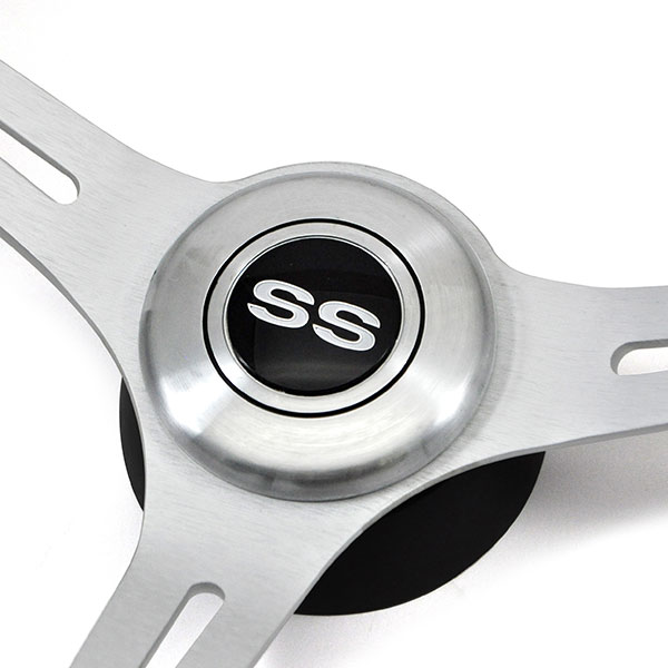 1969 Chevrolet El Camino AFTERMARKET STEERING WHEEL (WOOD WHEEL WITH BRUSHED SILVER SPOKES, 14'' OUTSIDE DIAMETER) | ST5158C