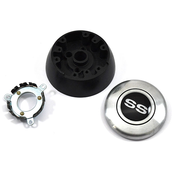 1970 Chevrolet El Camino AFTERMARKET STEERING WHEEL KIT (BLACK LEATHER WHEEL WITH CHROME 3 SPOKES WHEEL, 14 | ST3285C