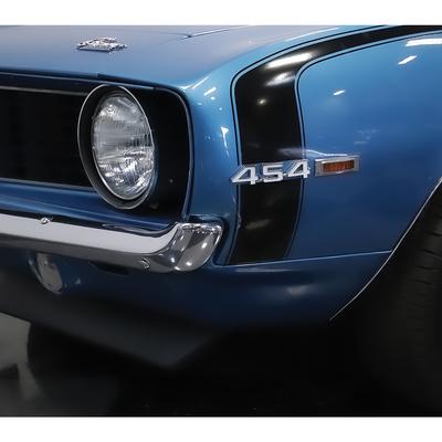 1972 Chevrolet Nova/Chevy II 454 FRONT FENDER EMBLEM; CLASSIC BLOCK STYLE; STUD MOUNT; FOR FACTORY FENDER HOLES; PAIR | EM9941C