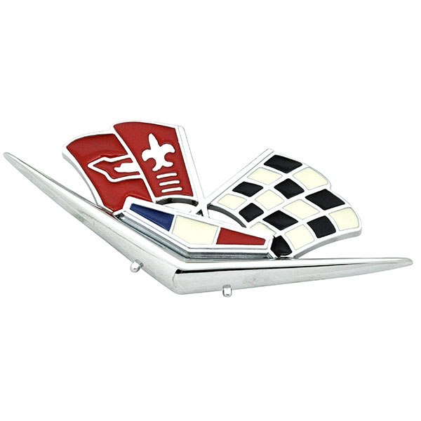 1963 Chevrolet Corvette FRONT FENDER EMBLEM 327/409 X-FLAGS - PAIR | EM2431Z