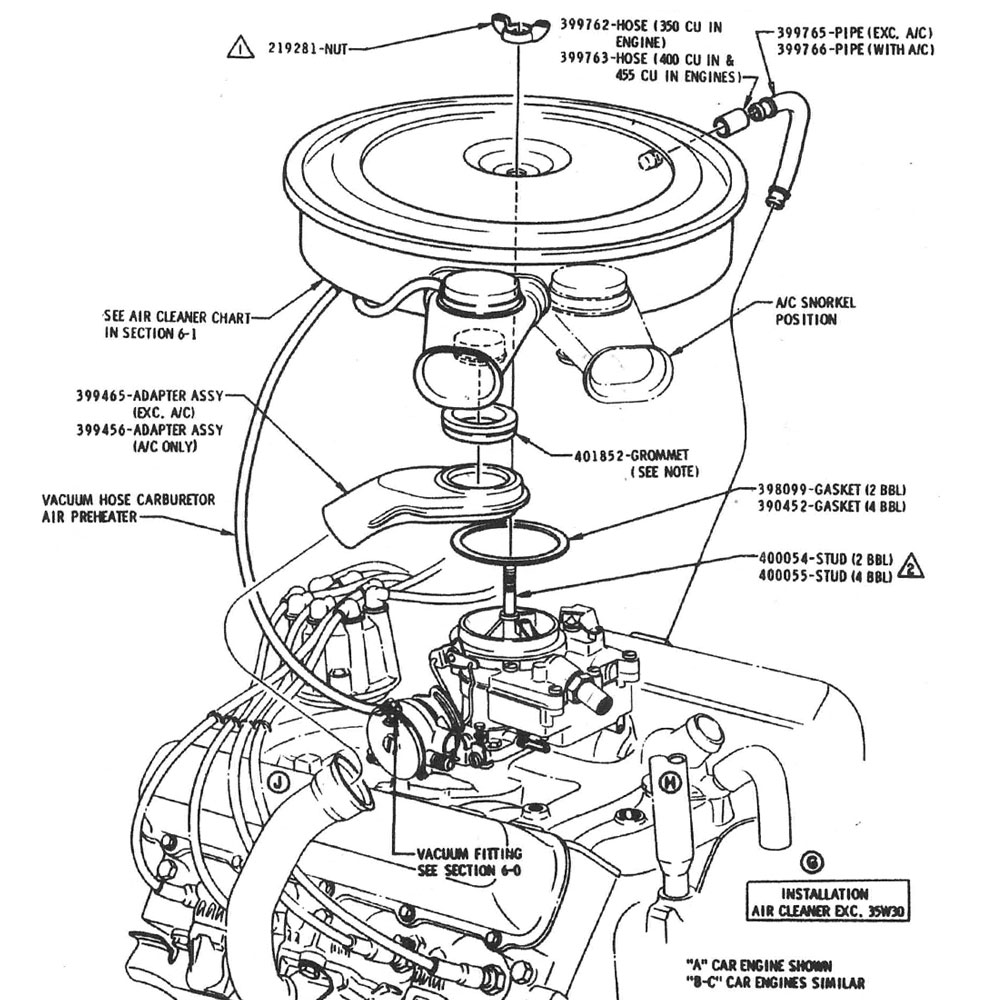 1968 Oldsmobile Full Size AIR CLEANER VENT TUBE WITHOUT AIR CONDITIONING OR OUTSIDE AIR INDUCTION (RAM AIR) SYSTEM. GM # 399765 FITS DELTA 88/OLDS 98 | 399765