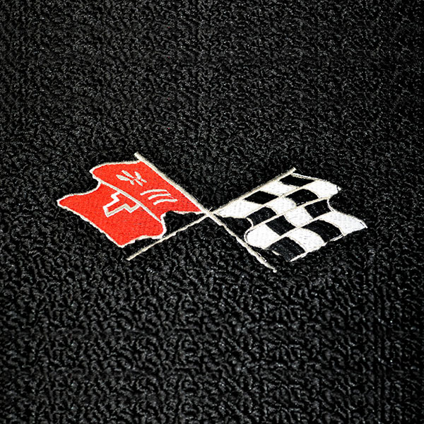 1970 Chevrolet Corvette EMBROIDERED FLOOR MATS WITH CROSS FLAGS 2 PCS SET | IN1012O
