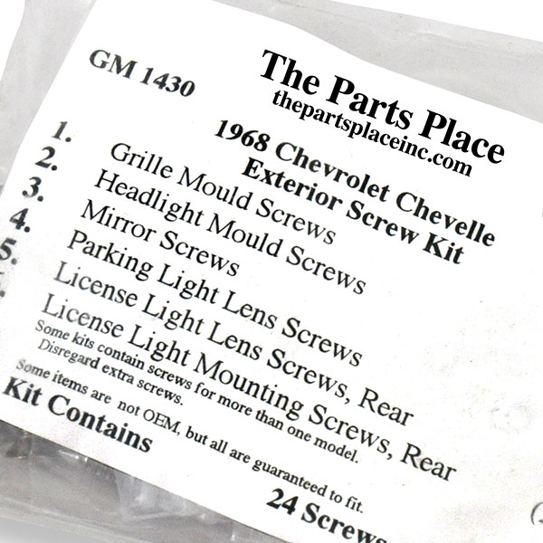 1968 Chevrolet Chevelle/Malibu EXTERIOR SCREW KIT (1430) | GM1430