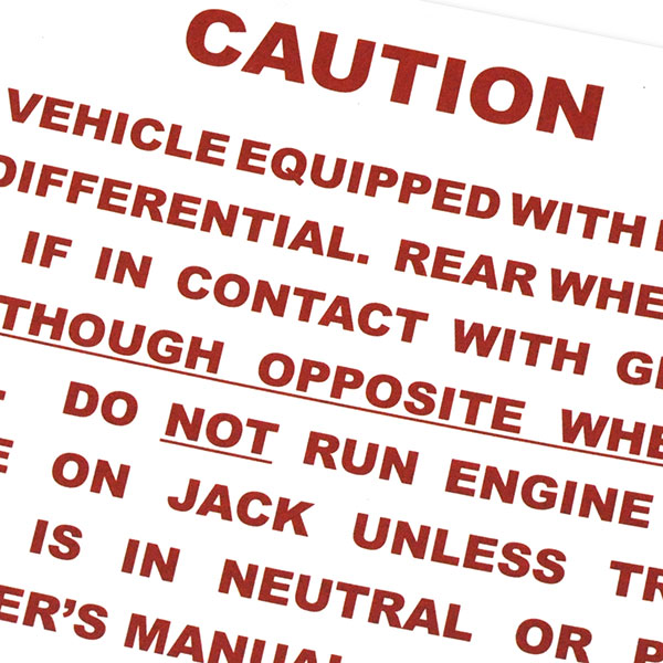 1970 Chevrolet Monte Carlo POSITRACTION WARNING DECAL (DC0239) MADE IN THE USA | DC0239