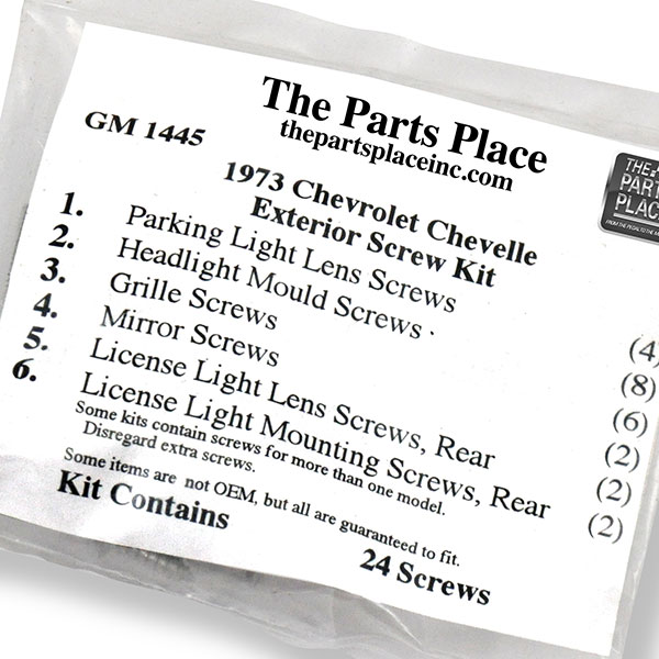1973 Chevrolet Chevelle/Malibu EXTERIOR SCREW KIT (1445) | GM1445