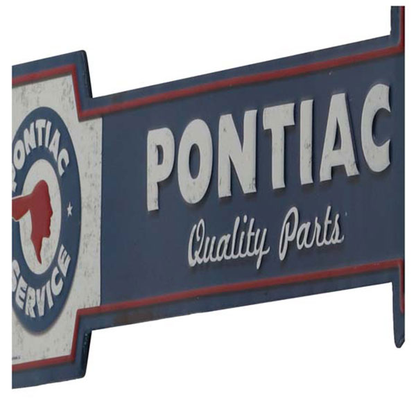 Pontiac Quality Parts Arrow Embossed Tin Sign 20