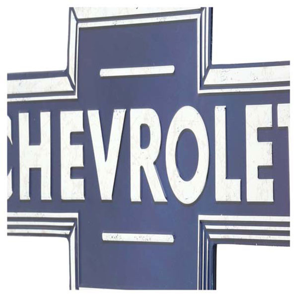 Chevrolet Blue White Bowtie Embossed Tin Sign 28