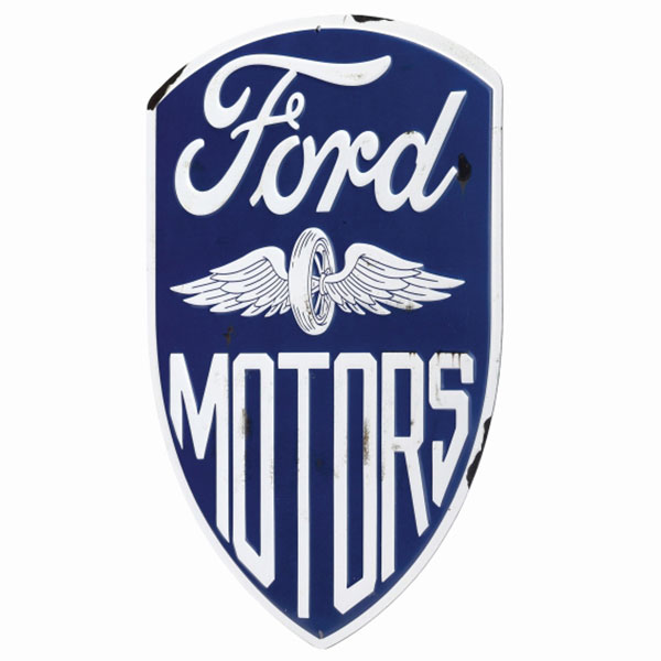 FORD MOTORS SHIELD EMBOSSED TIN SIGN 10