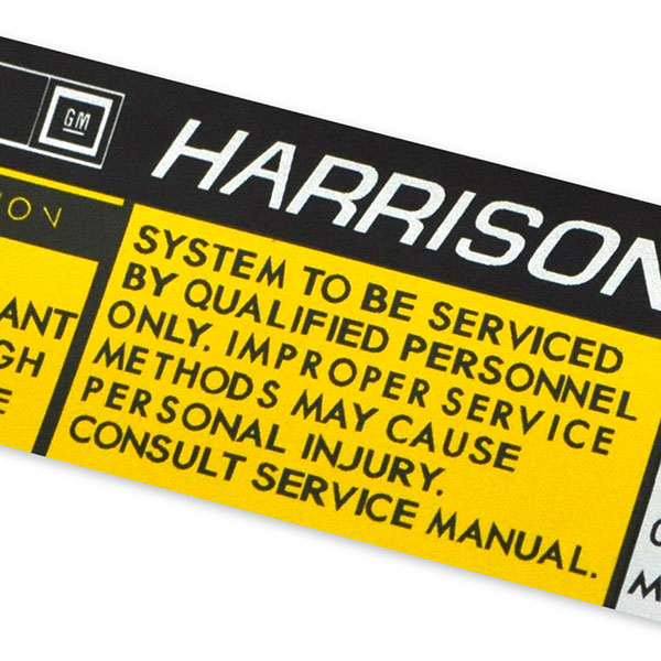 1985 Chevrolet El Camino HARRISON AIR CONDITIONER COMPRESSOR DECAL GM 1131621 | 1131621
