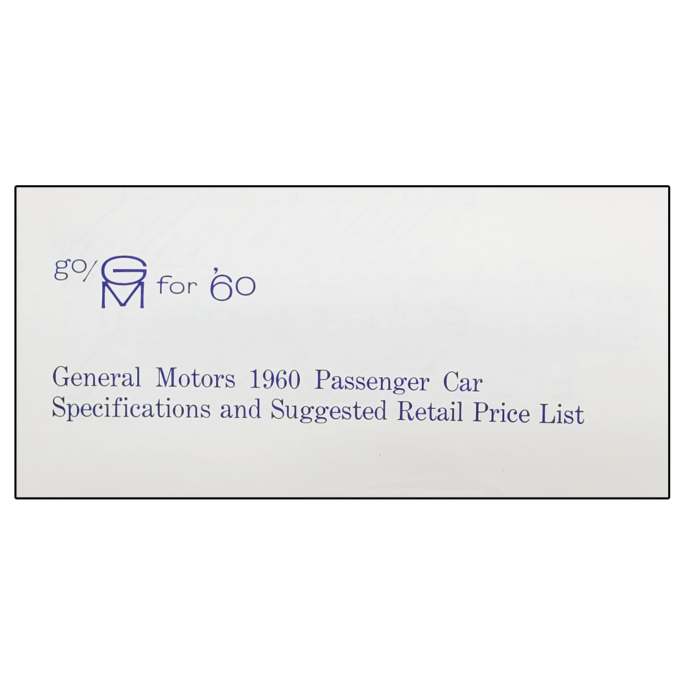 1960 Chevrolet Corvette NEW CARS / ACCESSORY RETAIL PRICE FOLDER | DO0425