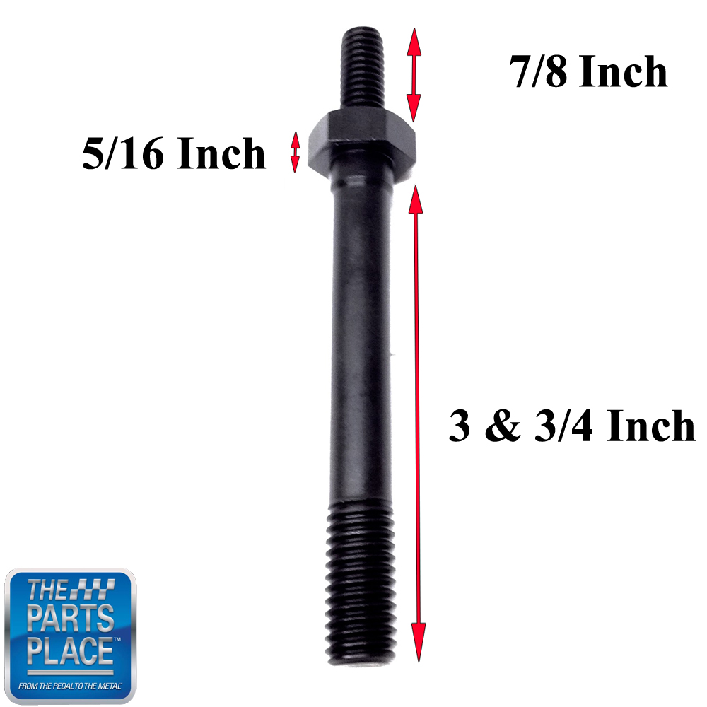 1973 Pontiac Firebird/TransAm HEAD BOLT WITH LENGTH 3 3/4â€ WITH ACCESSORY STUD LENGTH 7/8â€ - HEADS PRODUCED LIKE NOS - SAME HEAD MARKINGS, ETC. BLACK PHOSPHATE COATED LIKE GM REPLACEMENTS (297A) | EN1014Z