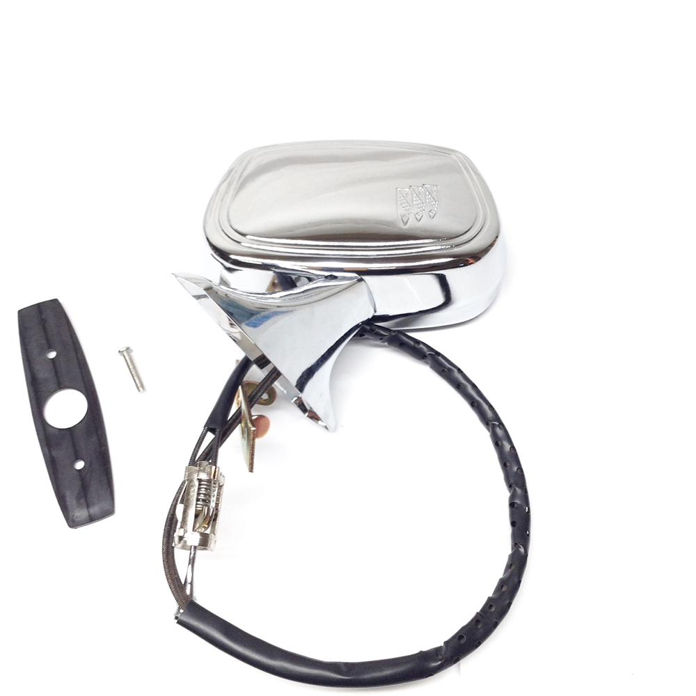 1970 Buick Skylark/GS/Regal/GN CHROME REMOTE COMPLETE OUTSIDE LEFT MIRROR WITH GASKET AND MOUNTING BRACKET â€“ LH GM # 981640 | 981640