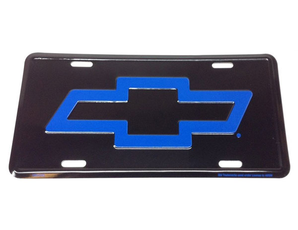 2008 Chevrolet Camaro ACCESSORY LICENSE PLATE - BLACK BACKGROUND WITH BLUE CHEVY BOWTIE | BK1000C