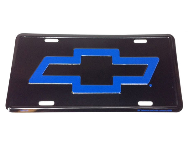 2014 Chevrolet Camaro ACCESSORY LICENSE PLATE - BLACK BACKGROUND WITH BLUE CHEVY BOWTIE | BK1000C