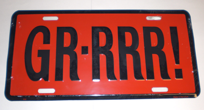 1973 Pontiac GTO/LeMans/Tempest ACCESSORY LICENSE PLATE (ORANGE BACKGROUND WITH BLACK OUTLINE & GR-RRR! IN BLACK LETTERS) | BK10111G